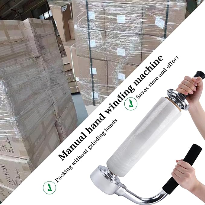 Industrial Stretch Wrap Dispenser – Adjustable 12-20 Inch Shrink Wrap Handle for Pallet Packing – Heavy-Duty Stretch Film Dispenser Holder for Efficient Wrapping