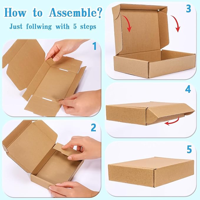 50 Pack Small Shipping Boxes,Brown Corrugated Cardboard Boxes,Internal size:5.5x3.7x1.25inches,Recyclable Corrugated Mailer Boxes for Small Bussiness Packing and Mailing
