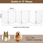 Metal Freestanding Dog Gates with Door,Extra Wide 24", 32" Height Foldable Dog Fence for Indoor & Outdoor, Heavy Duty Freestanding Pet Barrier for Stairs, Doorways, Halls, Kitchen,Yard,Christmas Tree