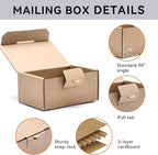 Small Shipping Boxes 3.5x2.2x1.6 Inches, 50-Pack Brown Corrugated Cardboard Boxes for Mailing, Storing, Gift Packaging