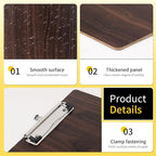 Wood-Grain Lap Board Clipboard, for Letter & A4 Size Solid Wood Texture Writing & Sketching Board with Heavy-Duty Clip (Walnut, 5)