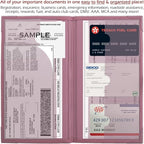 Auto Insurance and Registration Card Holder - Vehicle Glove Box Document Organizer - Car Essential Paperwork Holder for DMV, AAA, Contact Information Cards - Premium PU Leather Wallet Case - Purple
