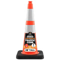 Xpose Safety 28 Inch Orange Slim Line Traffic Cones Heavy Duty 10lb with 6" & 4" Collars, 1 Pack Multipurpose PVC Plastic Safety Cone for Parking, Soccer, Caution, Kids & Construction - DOT Approved