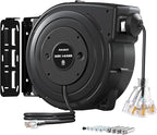 SURAIELEC 50FT Retractable Extension Cord Reel, 14AWG/3C SJTOW Heavy Duty Power Cord with Lighted Triple Tap, 13A Circuit Breaker, Ceiling/Wall Mount for Garage, Shop, Workshop, ETL Listed, Black