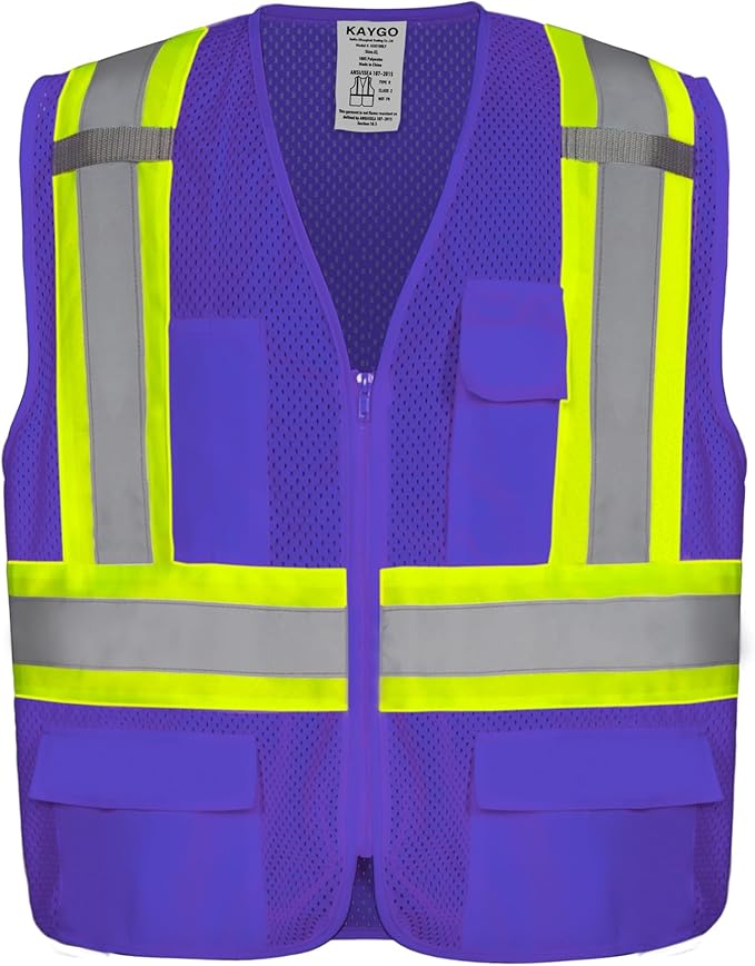 KAYGO Safety Vest with Pockets - High Visibility Reflective Vest ANSI Class 2 Construction Vest
