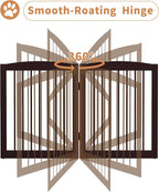 Freestanding Dog Gates with Door Walk Through, 80 inch Wide Gates Indoor, Dog Fences Indoor, Support Feet Included, 4 Panels, 32" Tall, Dark Brown