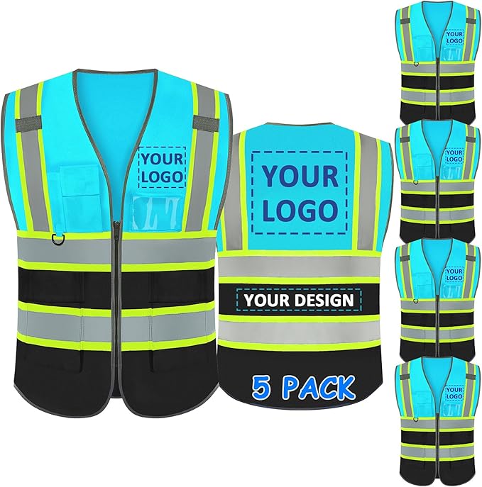 BeautyWill Custom Logo Safety Vest Class 2 High Visibility Reflective Vest for Men - Personalized Logo Team Vest