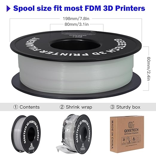 GEEETECH Glow in The Dark PLA Purple Filament, 3D Printing Luminous Filament 1.75mm, Best with UV Lamps, 1kg Spool (2.2lbs), Dimensional Accuracy +/- 0.02 mm, Fit Most 3D Printers