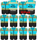 Safety Vest Customize Logo with 5 Pockets & Zipper Reflective High Visibility Vest Class 2 Outdoor Workwear