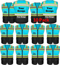 Safety Vest Customize Logo with 5 Pockets & Zipper Reflective High Visibility Vest Class 2 Outdoor Workwear