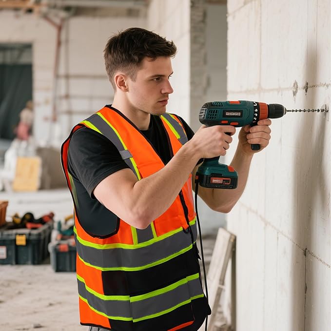 AYKRM Custom Logo Personalised Printed High Visibility Reflective 2 two tone work construction Safety Vest