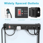 IPX6 Outdoor Power Strip Weatherproof,6 Outlet Metal Surge Protector Wall Mountable for Camping,Garden & Home,Heavy Duty 10FT ETL Certified Waterproof Extension Cord