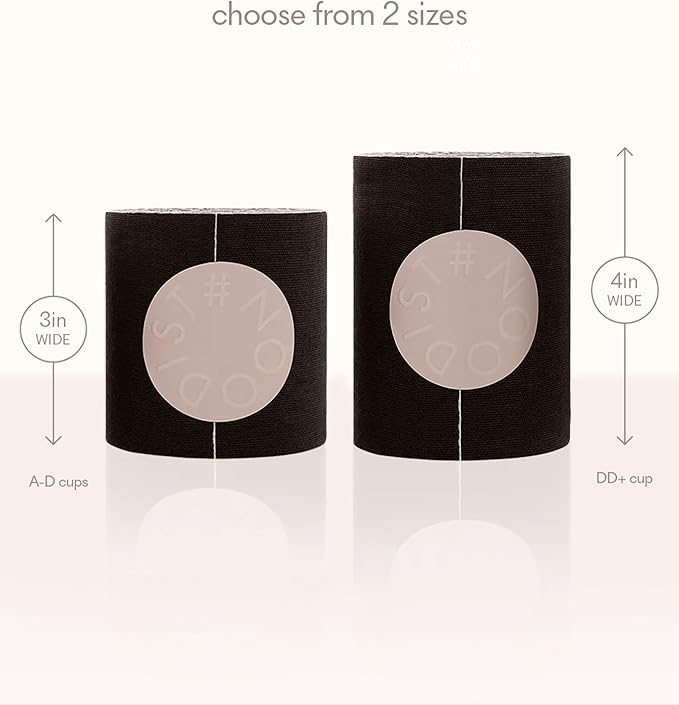 NOOD New York Shape Tape 4" Wide Adhesive Shaping, Lifting & Waterproof Hemp Breast Tape, Black Onyx, 4 in.