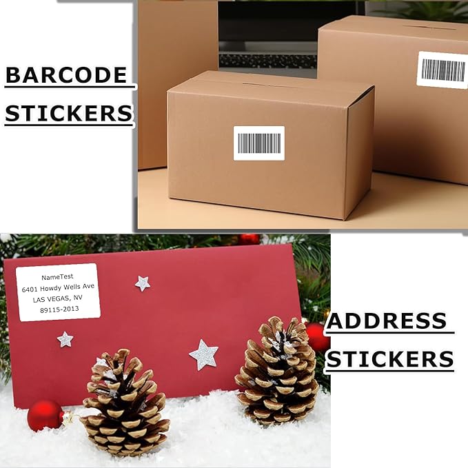 3" x 2" Thermal Labels Stickers White, Thermal Printer Shipping Stickers, Multipurpose Inventory Self-Adhesive Direct Thermal Label for Small Business (500 Labels/Roll)