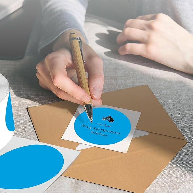 2 Inch Blue Round Thermal Labels,600 Labels/Roll Self-Adhesive Circle Inventory Stickers, Multi-Purpose Round Roll Thermal Printing Stickers for Business and Domestic Use
