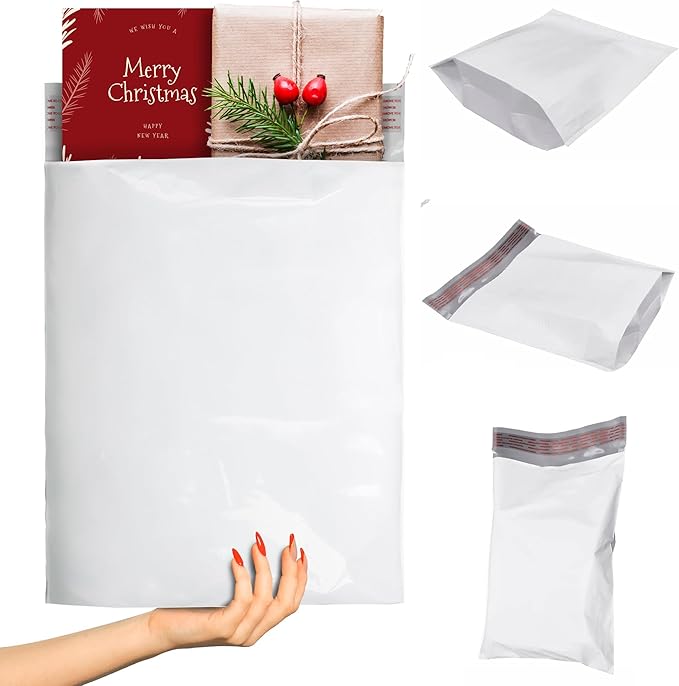 ABC PACK & SUPPLY White Gusseted Poly Mailers, 11 x 13 x 4 Inch. Pack of 100 Expansion Poly Mailers Bags. Shipping Envelopes for Clothing, 2.5 Mil. Plastic Shipping Bags Self Seal. Mailing Packages