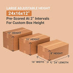 BOX USA Shipping Boxes Multi-Depth 24"L x 16"W x 12"H, 15-Pack | Corrugated Cardboard Box for Packing, Moving and Storage