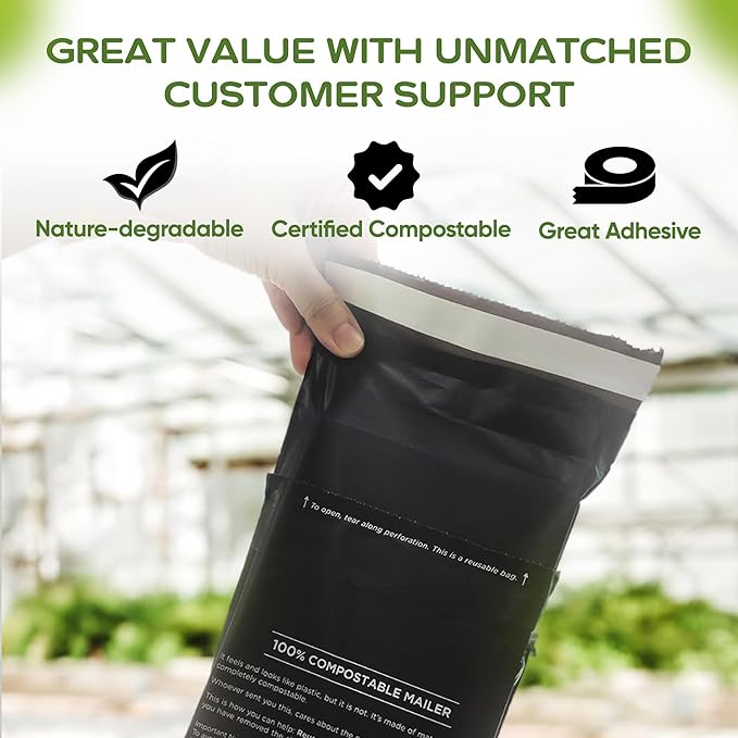 Premium Shipping Mailers 6x9 inch - Double-Sealed Mailing Bags, Industrial Strength Mailers, Reusable Multi-Layer Corn Starch Based Material, Small Business Shipping - 50 Pack