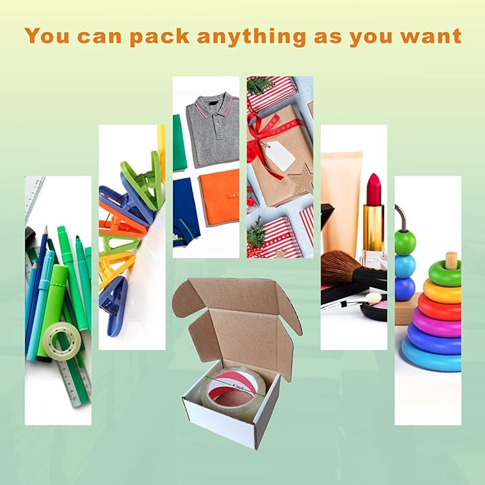 50 Pack 4x4x2'' Small Shipping Boxes, Corrugated Cardboard Mailers for Business, White (CM442)