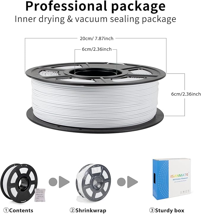 iSANMATE ASA Filament 1.75mm White 1KG, UV & Weather Resistant 3D Printer Filament Perfect for Outdoor Functional Parts, Dimensional Accuracy +/- 0.02mm, 1kg Spool (2.2lbs)