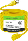 Outdoor Extension Cord Waterproof 100 FT, Yellow 14/3 SJTW Heavy Duty, Flexible 100% Copper 3 Prong Extension Cord for Lawn, Garage,UL Listed