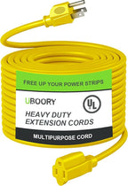 Outdoor Extension Cord Waterproof 100 FT, Yellow 14/3 SJTW Heavy Duty, Flexible 100% Copper 3 Prong Extension Cord for Lawn, Garage,UL Listed
