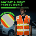 BeautyWill Custom Logo 10 Pockets Safety Vest Class2 ANSI Certified High Visibility Reflective Vest