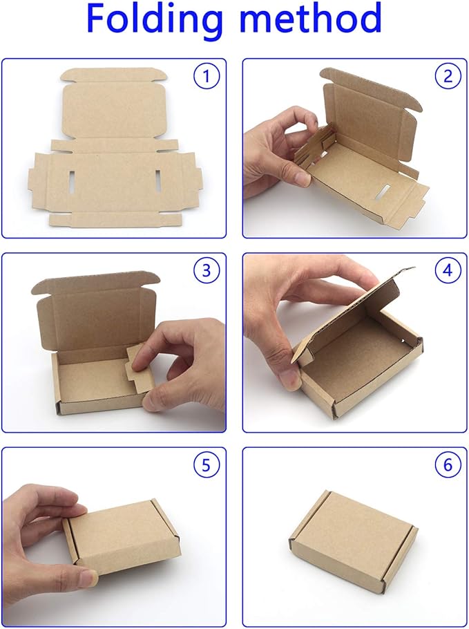 Ellbest 50pcs Kraft Paper Boxes, Corrugated Mailing Cardboard Packing Box for Jewelry Wraping Shipping, Storaging Small Item, Brown, 3.5 x 2.6 x 0.7 inches