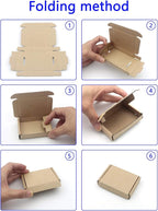 Ellbest 50pcs Kraft Paper Boxes, Corrugated Mailing Cardboard Packing Box for Jewelry Wraping Shipping, Storaging Small Item, Brown, 3.5 x 2.6 x 0.7 inches