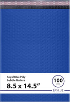 Royal Blue Poly Bubble Mailers 8.5x14.5 inch #3 | Self Seal Padded Envelopes | Cushioned Bubble Mailer | Usable Size 8.5x13.5 | WaterProof | Lightweight mailing Shipping Bags | 100 Pack Bulk