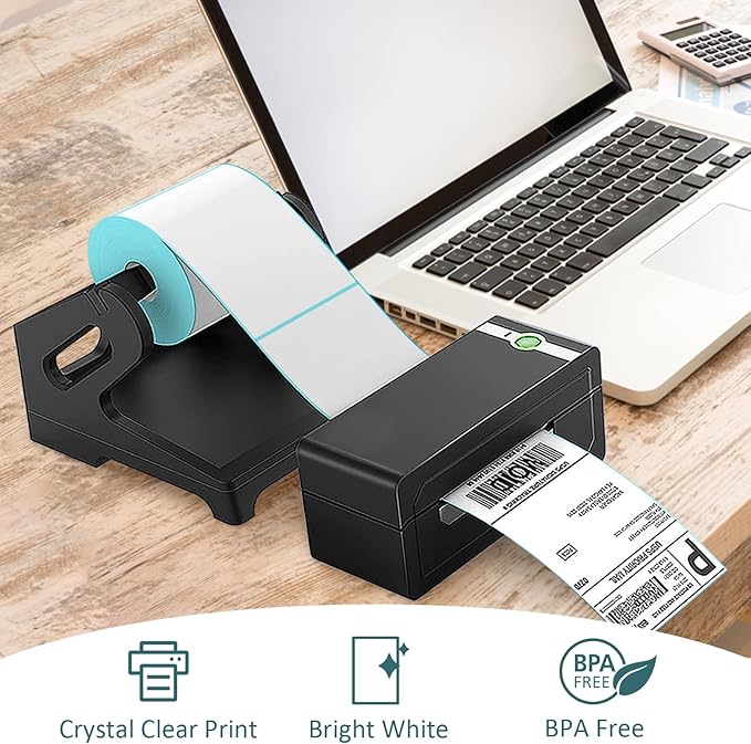 L LIKED 2500 PCS 4"x6" Thermal Shipping Labels, 250 Labels/Roll, White Perforated & Strong Adhesive Direct Thermal Labels, Compatible with Zebra, Rollo (10 Rolls)