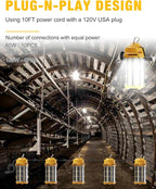 LED Temporary Work Light 150W 5000K 19,500lm Outdoor Construction Lights Job Site Lighting 10ft Cord Dust Waterproof Hanging Lighting