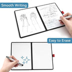 Double-Sided White Board - A5 Portable Whiteboard - Ultra-Thin 0.3" Small Dry Erase Board with 1 Marker & Anti-Ghosting Surface | Magnetic-Ready | Mini Foldable for Office,Home,Meeting(Black)