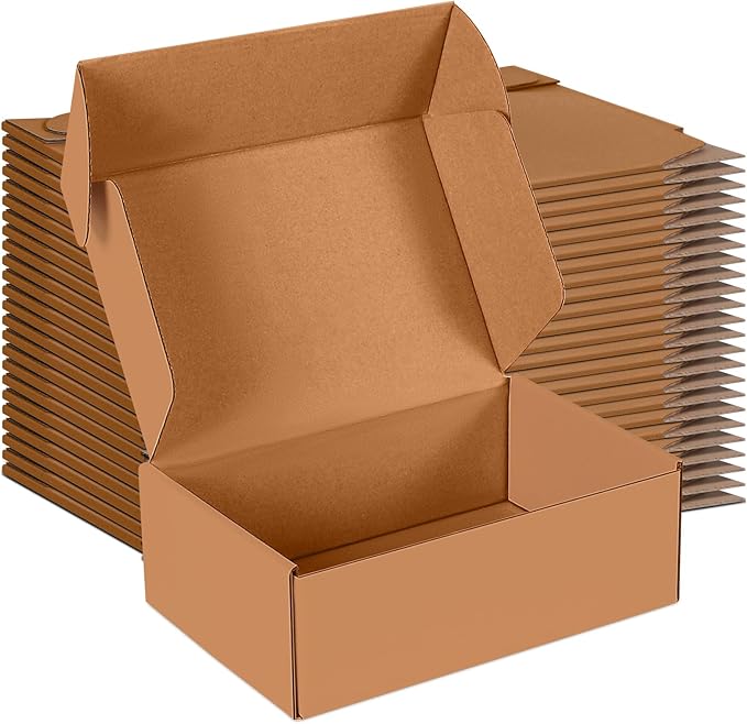 9x6x3 inch Small Shipping Boxes Set of 25, Brown Corrugated Cardboard Box Literature Mailer for Mailing Packing Moving and Storage