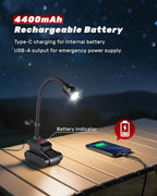 Magnetic Work Light, 4400mAh Rechargeable Flexible Gooseneck Work Light with Hanging Hook, 1000 Lumens 3 Modes LED Machine Light for Work Bench, Lathe, Sewing Machine, Grill, Black