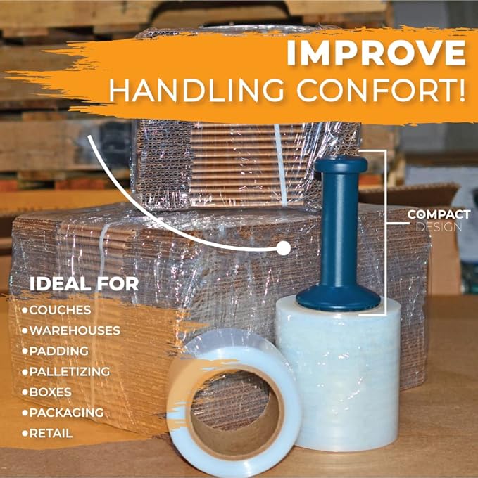 WOD SFD5 Industrial Mini Hand Stretch Wrap Film Plastic Dispenser - Used for Storage Moving, Pallet Wrap, Packaging, Wrapping: Fits 3 in Core (Pack of 5)