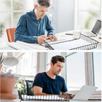 Hicarer 4 Pcs Metal Paper Tray 11 x 17 Inch Iron Wire Grid Desk File Document Letter Tray 11 x 17 Paper Desk Organizer Wide Entry Basket for Office Home (Black)