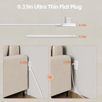 Surge Protector Power Strip 5 FT Flat Extension Cord ，10 AC Outlets & 4 USB Ports(5V/3.4A 17W), 1080J ，Wall Mountable Desktop Charging Station with Flat Plug for Office Supplies and Home, White