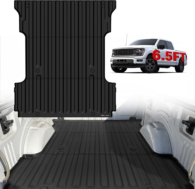 TripleAliners Truck Bed Mat Compatible with 2015-2024 2025 Ford F150 Accessories (6.5ft, 78.9in) Vehicle Perfectly Flush All Weather Protection TPE Heavy Duty Pickup Car Bed Cargo Mat