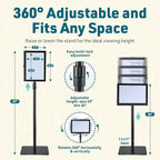 2 PACK Double-Sided Adjustable Heavy Duty Pedestal Sign Holder Stand for Display - Indoor/Outdoor Floor Sign Stand with Base 8.5x11 inches (Horizontal and Vertical Orientation) - includes dry erase marker