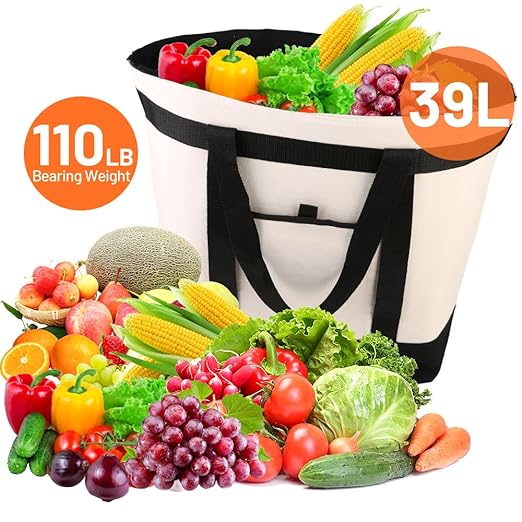 Insulated Cooler Bag, Tote Bag for Grocery Shopping, DIY Your Creative Designs, Cooler Bags Insulated, Pizza/Food Delivery Bag to Keep Cold/Hot (Purified Cotton, Non-Waterproof, Beige