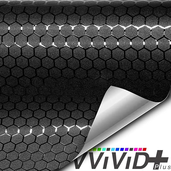 VViViD+ Honeycomb Matte Black Medium Pattern Car Wrap Vinyl (50ft x 5ft)