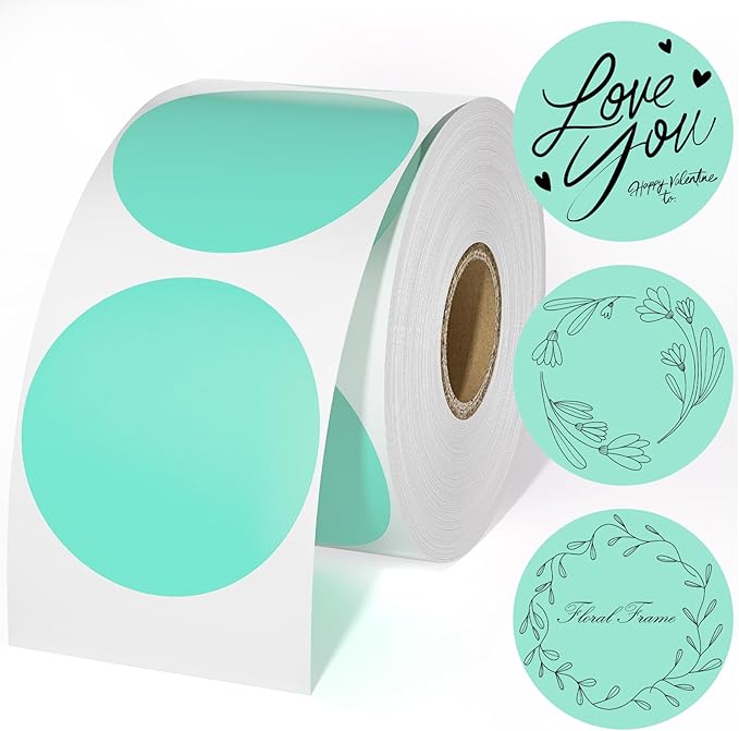 CLASSY Thermal Sticker Labels - 750 Multi-Purpose Stickers/1 Roll, Name Tag, Small Business, Inventory, Color Coding, Green