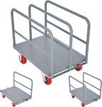 2 in 1 Panel Truck, 2000 LBS Panel Dolly Cart with 6" Swivel Casters and 36" x 24" Deck, Heavy-Duty Drywall Sheet Cart, Handling Wall Panel, Lumber for Garage, Warehouse (9.47 in (3 Side Handrails))