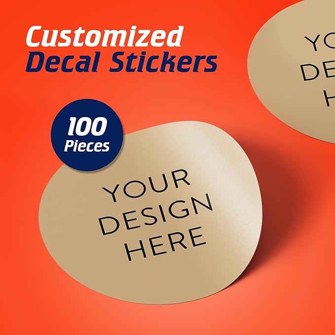 100 Custom Vinyl Stickers - Upload Your own Image, Text, Design, Logo - Personalized Logo Labels for Handmade, Packaging, Bottle, Jars, Candle, Brand Stickers (Brown, 5x5)