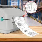 White Direct Thermal Labels 4 × 6 Inch Vinyl Self-Adhesive Fanfold Shipping Stickers Waterproof Perforated Printer Decal for Office School Warehouse 500 PCS