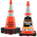 Xpose Safety 28 Inch Orange Traffic Cones with 6" & 4" Collars, 4-Pack - Multipurpose PVC Plastic Safety Cone for Parking, Soccer, Caution, Kids and Construction - DOT Approved