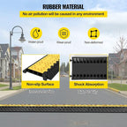 Happybuy 1 Pack of 3-Channel Rubber Cable Protector Ramps Heavy Duty 44000Lbs Load Capacity Cable Wire Cord Cover Ramp Speed Bump Driveway Hose Cable Ramp Protective Cover
