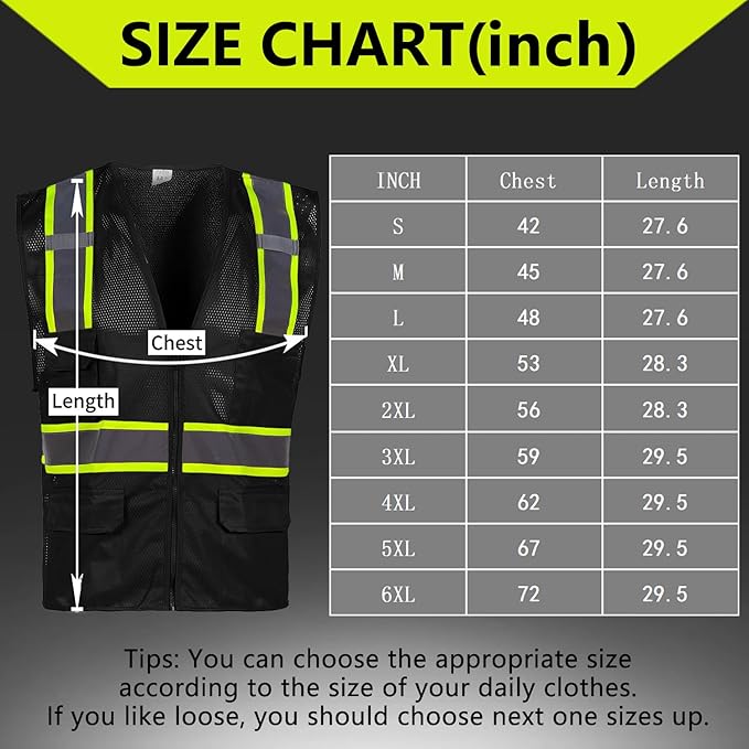 FONIRRA 3 Pack Hi Vis Safety Vest for Men with 8 Pockets,Hi Vis Reflective Mesh Vest for Men for Construction