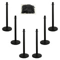 Mr. Chain Plastic Stanchion Kit with 50 Feet of 2-Inch Link Chain and C-Hooks, Black, Pack of 6 (71103-6)
